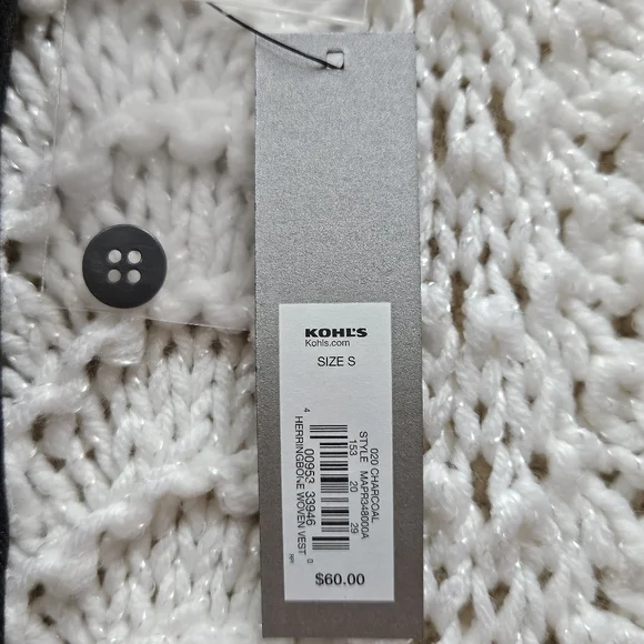 NWT Apt. 9 Men's Herringbone Vest Charcoal Gray Size Small - Picture 8 of 11